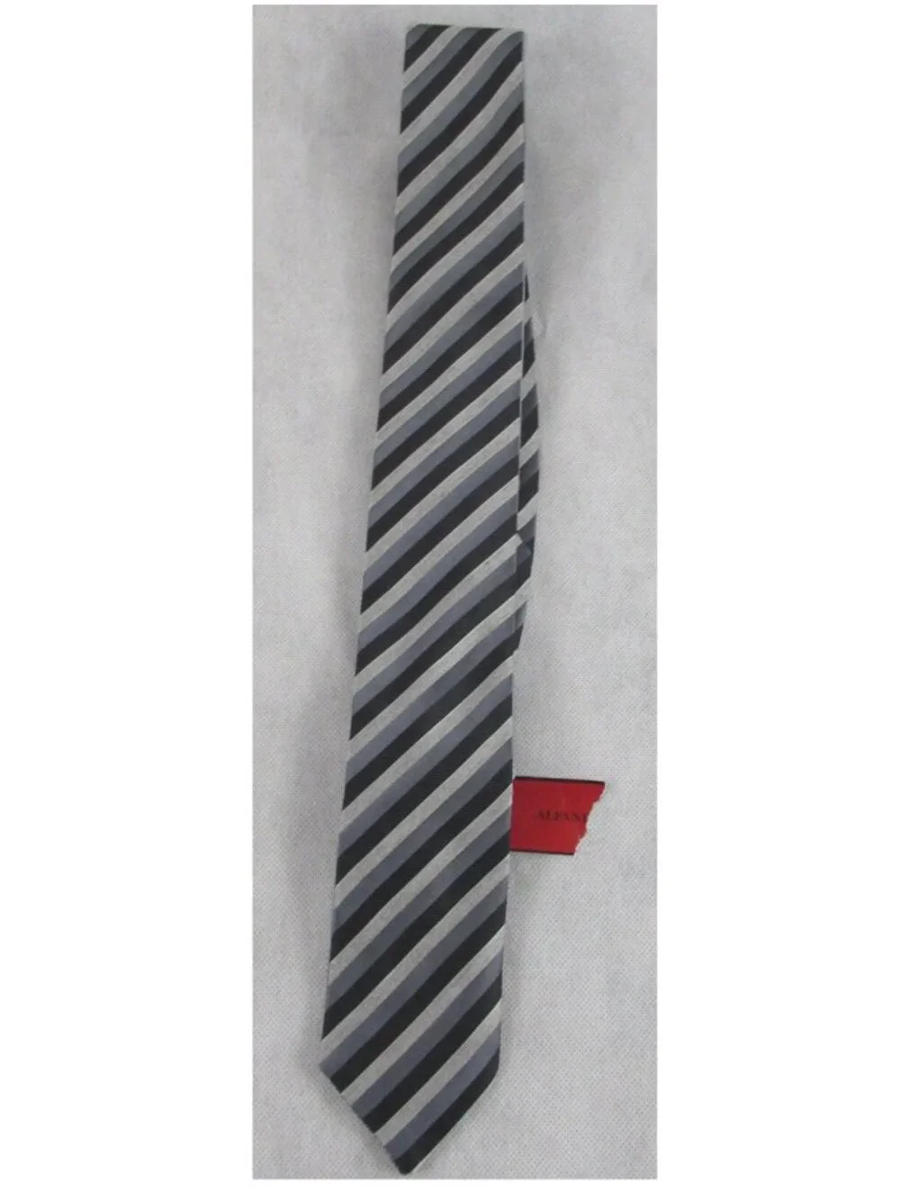 Alfani Men's Reversible Stripe to Solid Skinny Neck Tie, Black Silver, One Size